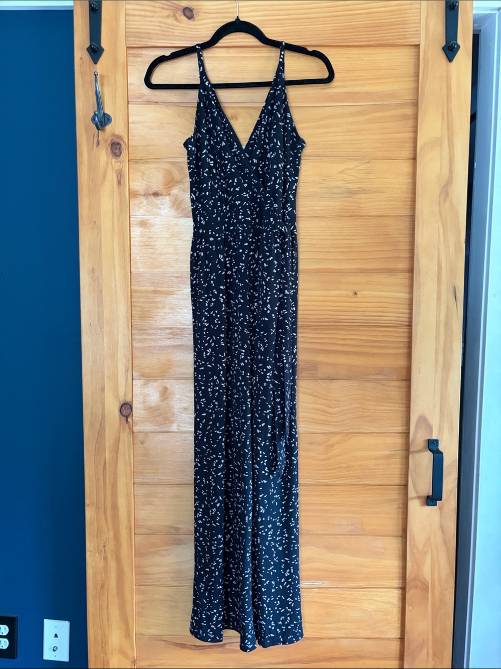 Kaileigh Black Spotted Wrap-Front Sleeveless Jumpsuit